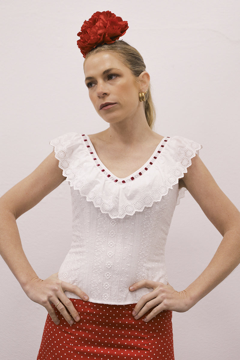 Camisa tira bordada buganvilla