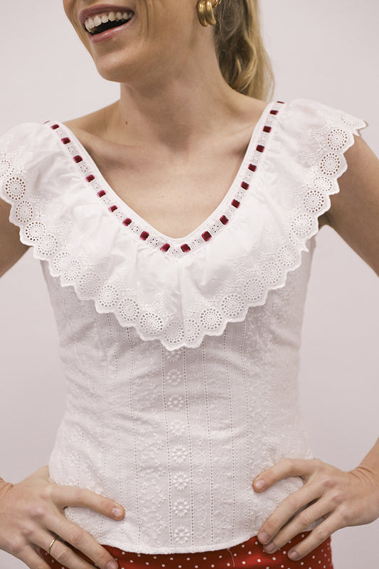 Camisa tira bordada buganvilla