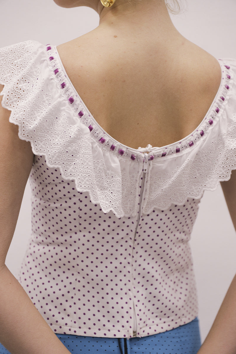 Camisa blanca lunar morado