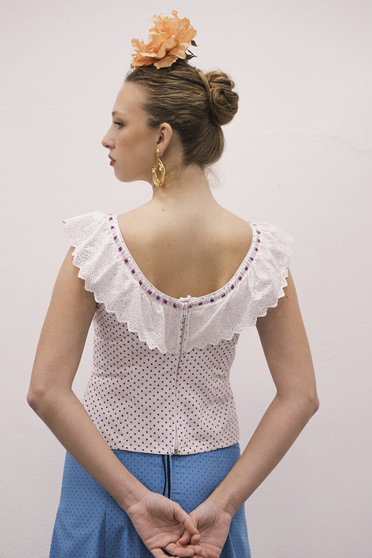 Camisa blanca lunar morado